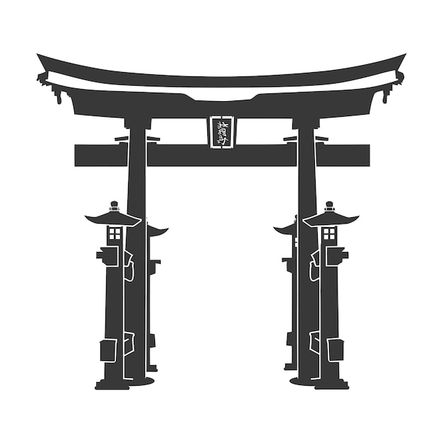 Vector silhouette japanese traditional gate black color only