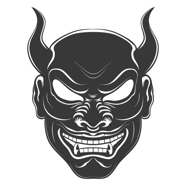 Vector silhouette japanese traditional mask hannya mask black color only