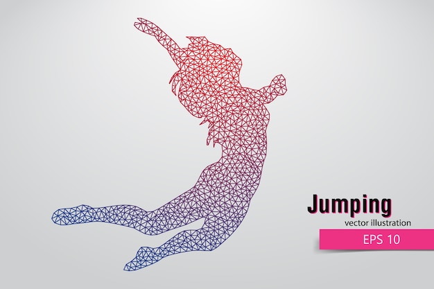 Silhouette of a jumping girl from triangles