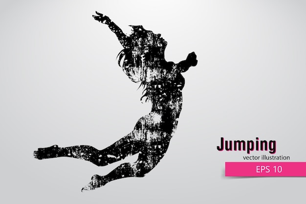 Silhouette of a jumping woman