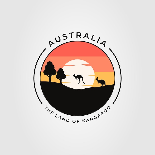 Canguro di sagoma sul disegno dell'illustrazione di vettore del logo della natura dell'australia