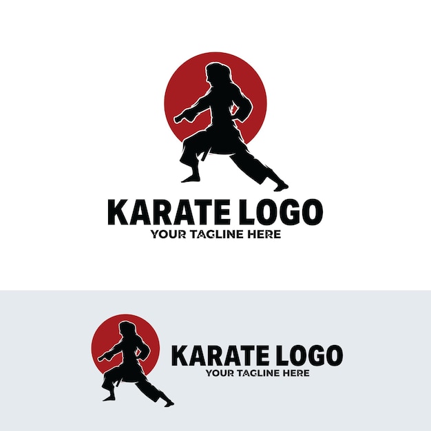 Silhouette of karate logo design template