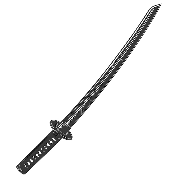 Vector silhouette katana sword black color only full