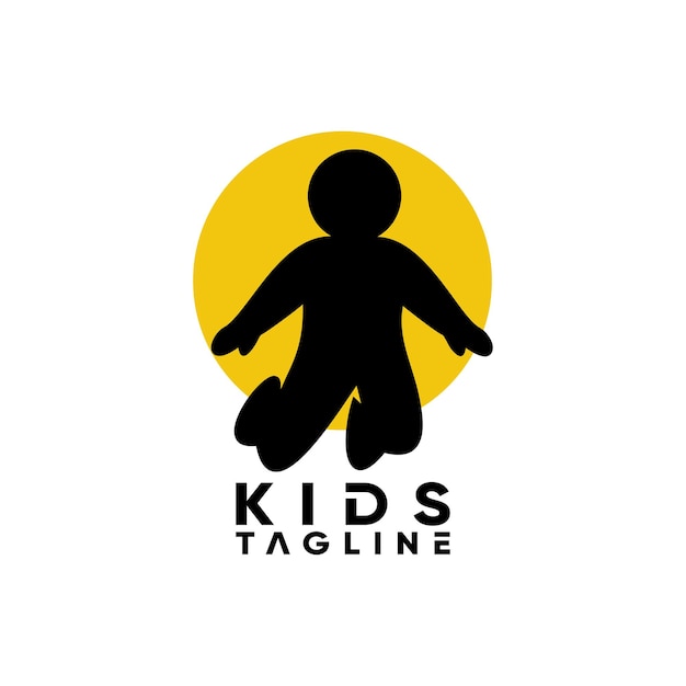 Silhouette kids logo design vector