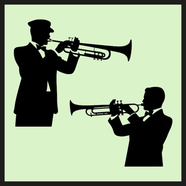 Vector silhouette king trumpet man vector