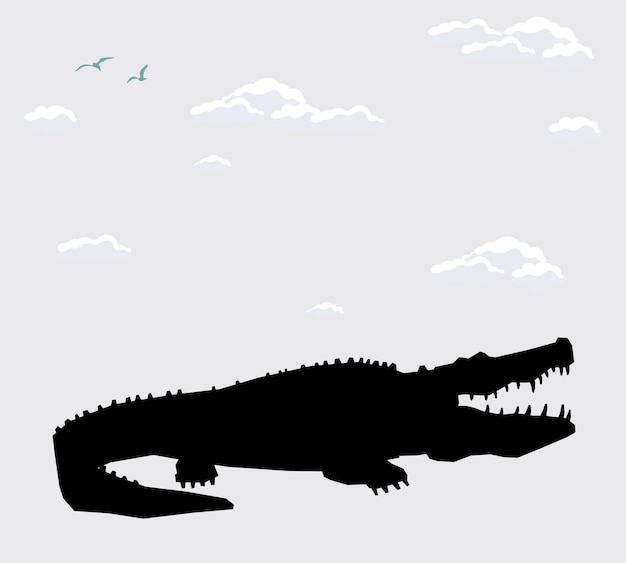 silhouette landscape with grass and animals vector