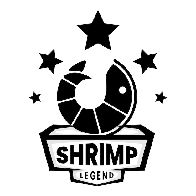 Silhouette legend shrimp logo design template