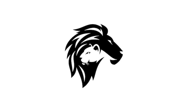 Silhouette lioness on lion logo