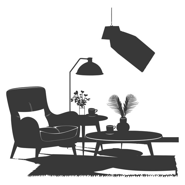 Vector silhouette livingroom at home equipment black color only