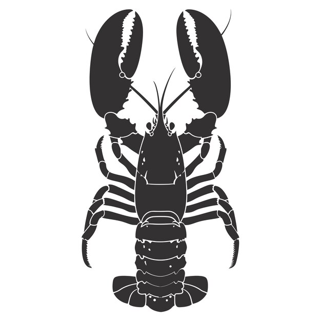 Silhouette lobster black color only full body