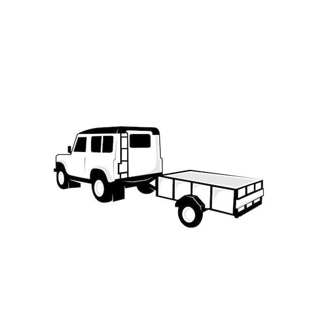 Vector silhouette logo design icon trailer car
