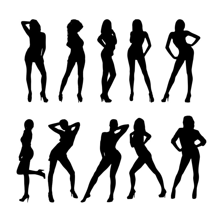Silhouette of long-legged leggy beautify woman lady model