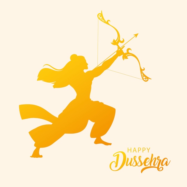 행복한 dussehra 축제에서 활과 화살로 주 님 라마의 실루엣