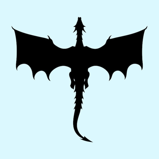silhouette of a majestic dragon soaring through the sky with its wings spread wide