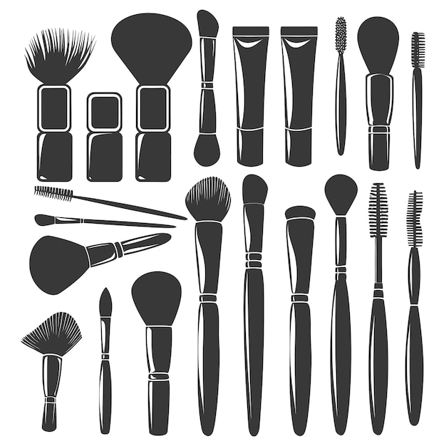 ベクトル silhouette makeup tool and equipment black color only