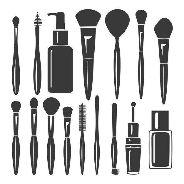 Вектор silhouette makeup tool and equipment black color only