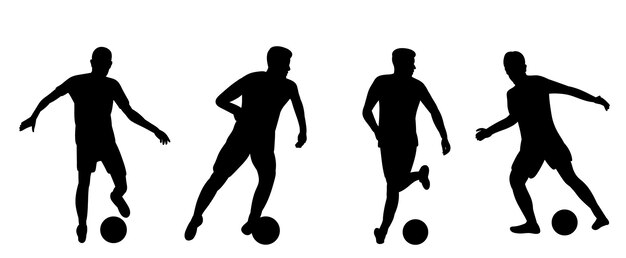 Vettore silhouette di giocatori di calcio maschi su un vettore di sfondo bianco