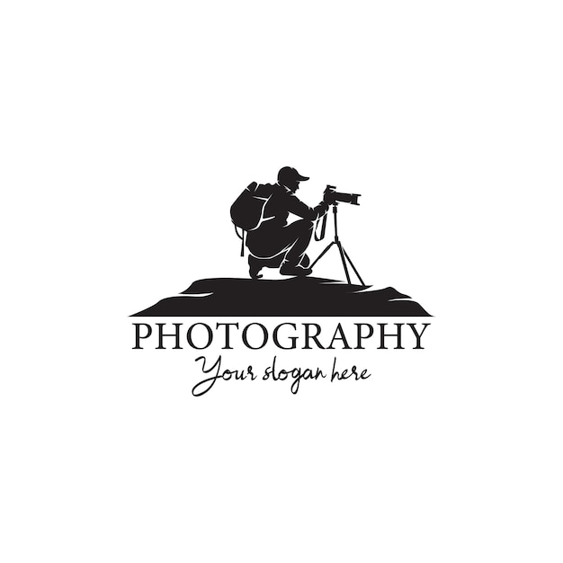 Silhouette male photographer looking at the camera Vector illustration