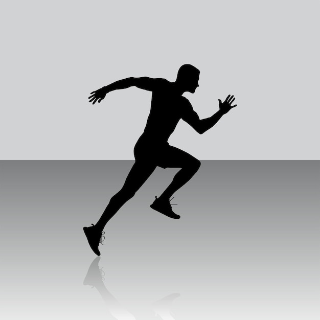 Vector the silhouette of a male running athlete