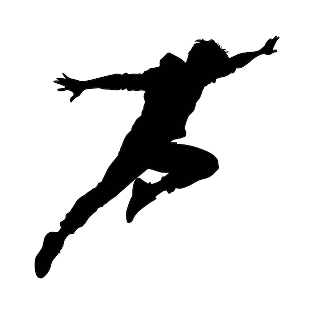 silhouette of a man flying jumping