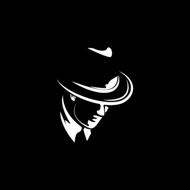 Vettore silhouette di un uomo con un cappello logo vector