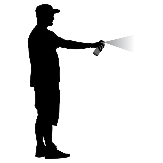 Silhouette man holding a spray on a white background Vector illustration