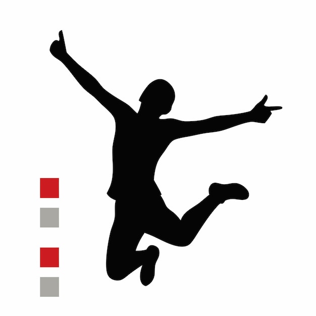 a silhouette of a man jumping in the air with the word im not sure on it