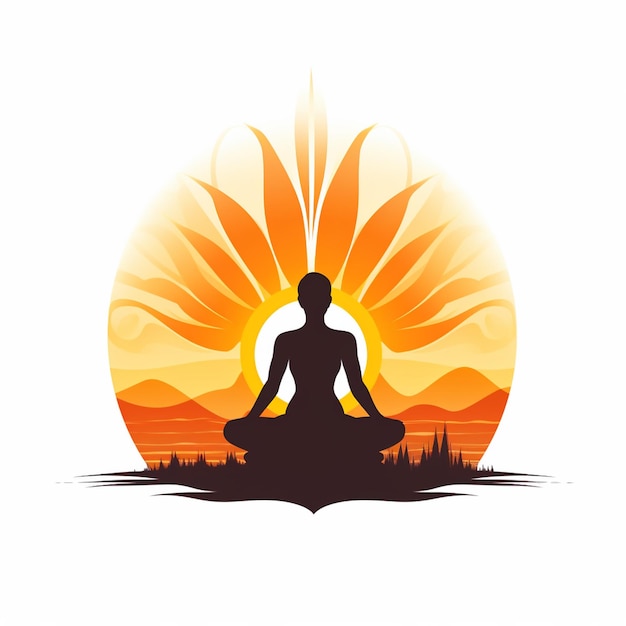 Vector silhouette of man in lotus pose logo concept for world yoga day