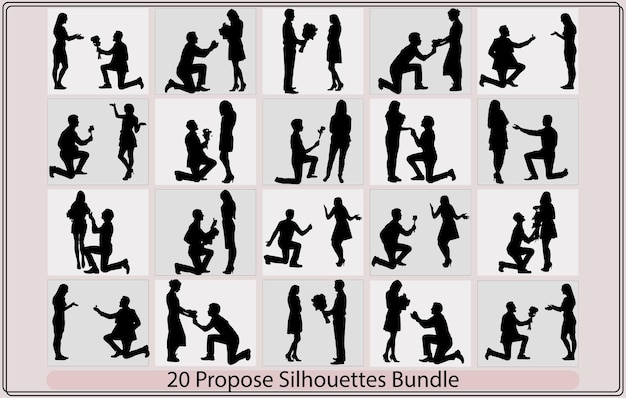 Silhouette of a man makes a proposal to marry the woman vector illustrationmakes a proposal to marr