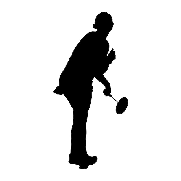 silhouette man playing badmintone vector