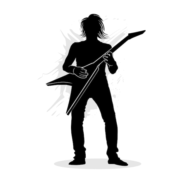Vector silhouette of man playing electric guitar. abstract silhouette vector
