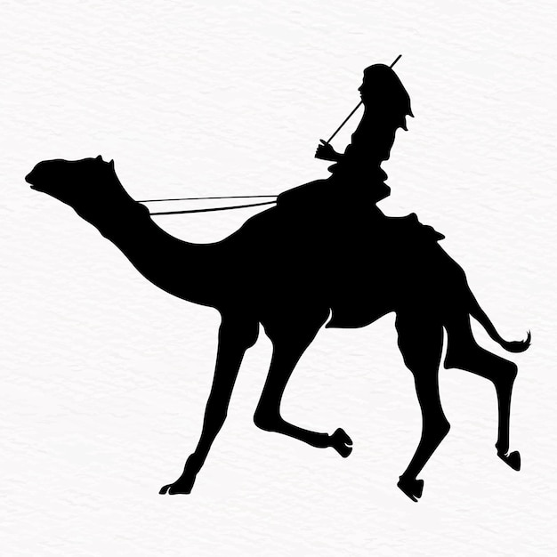 Silhouette of man riding on camel for race