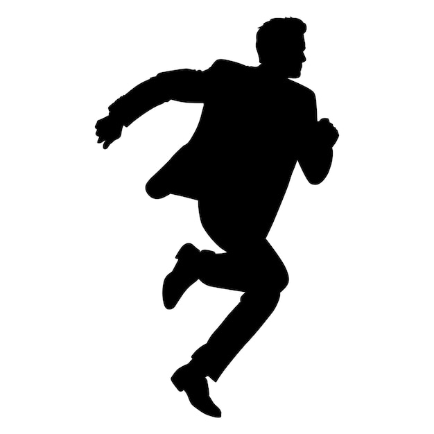 silhouette of a man running on white