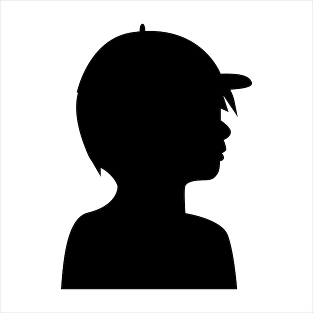 Vector silhouette of a man's head a boy in a cap