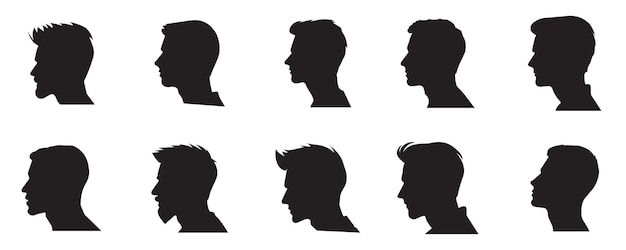 Vector silhouette of a man seen from the side collection vector clip art