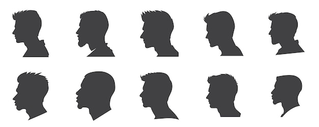 Silhouette of a man seen from the side collection vector clip art