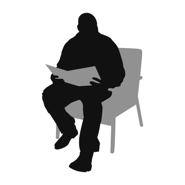 Vector silhouette man sitting on armchair