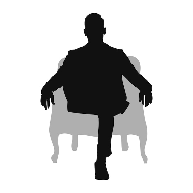 Vettore uomo a silhouette seduto su una poltrona