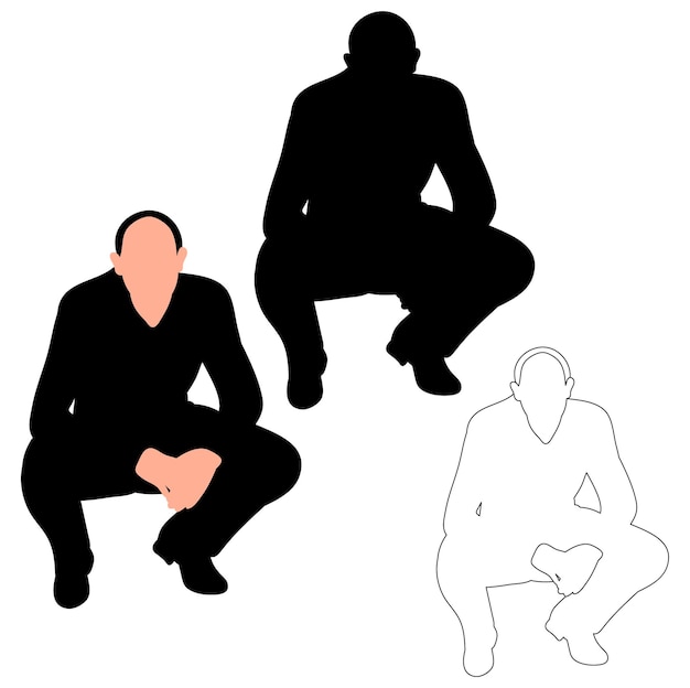 Vector silhouette man sitting