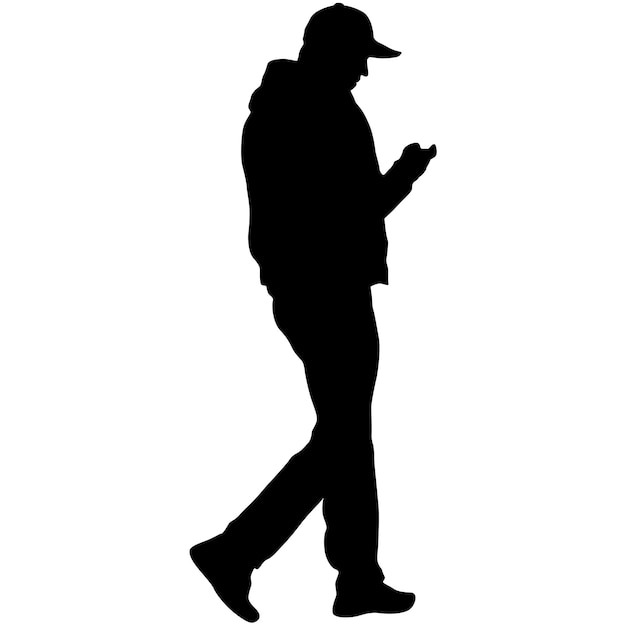 Vector silhouette man stand side by side and talk