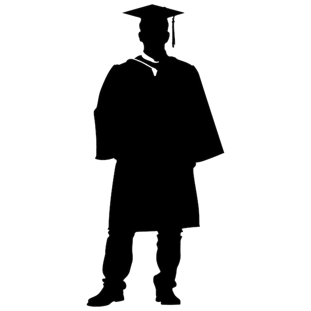 Vector silhouette man wear graduating hat black color only