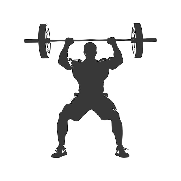 Silhouette Man weightlifting Player in action full body black color only