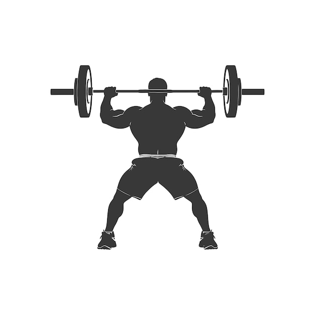 Silhouette Man weightlifting Player in action full body black color only