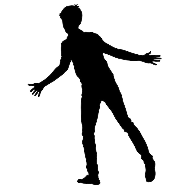 Silhouette man with divorced his hands to the sides Vector illustration