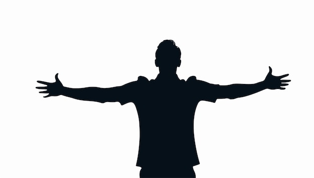 a silhouette of a man with his arms raised