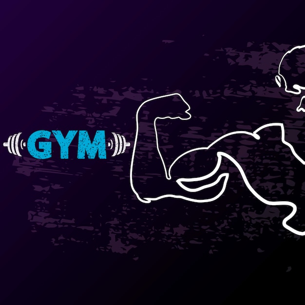 Silhouette of a man with muscles Design for gym and fitness