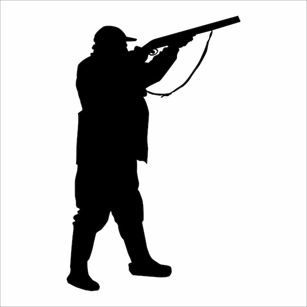 Vector silhouette of a man with a rifle shooting