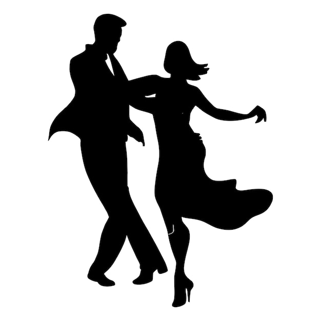 Vettore siluetta di un uomo e di una donna che ballano il tango.