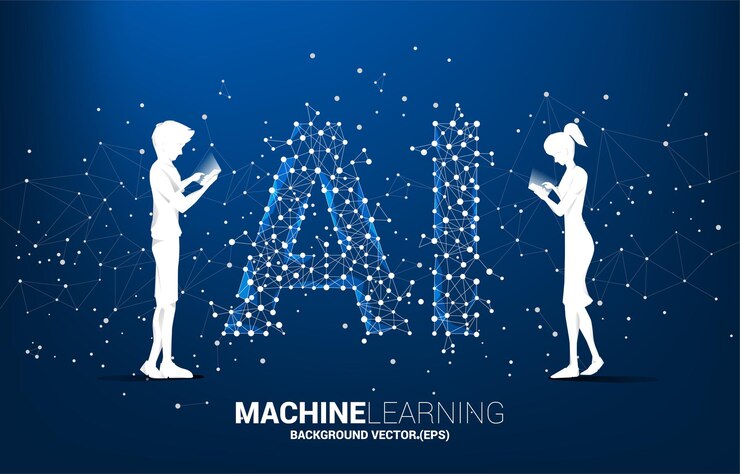 Vector silhouette of man and woman use mobile phone