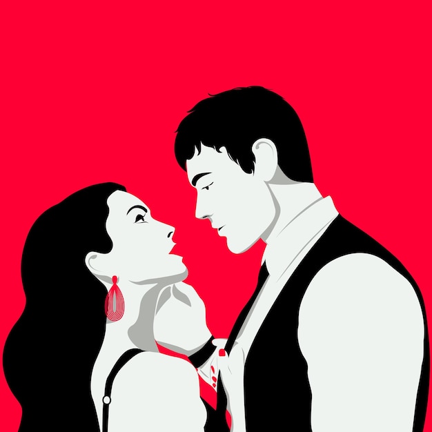 Silhouette of a man and a woman Vector illustration of lovers